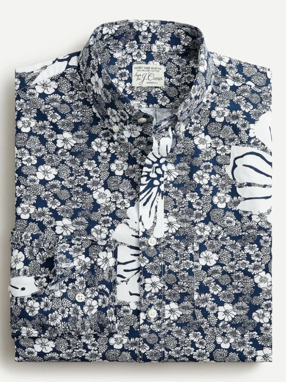 J. Crew Slim Stretch Secret Wash Cotton Poplin Button Down Shirt Hydrangea Print